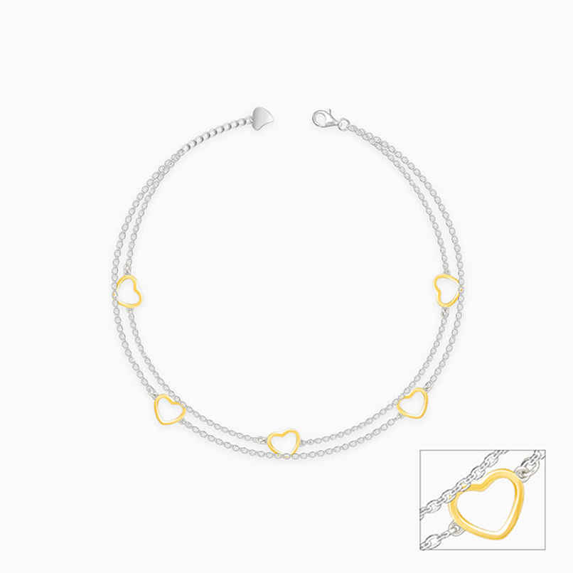 Giva Dual Tone United Hearts Anklet | A0285