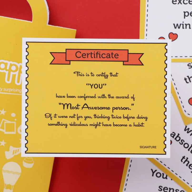 Oye Happy Little Somethings Certificate