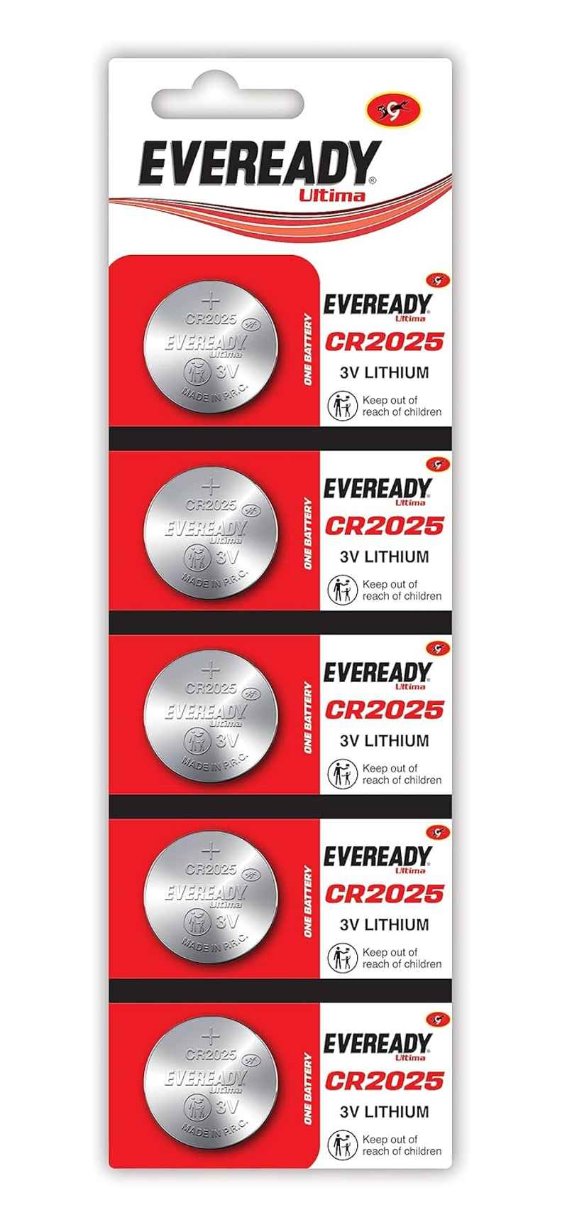 Eveready Ultima Coin Battery | 3V |CR2025|Silver |Pack of 5 Eveready Ultima Coin Battery | 3V |CR2025|Silver |Pack of 5