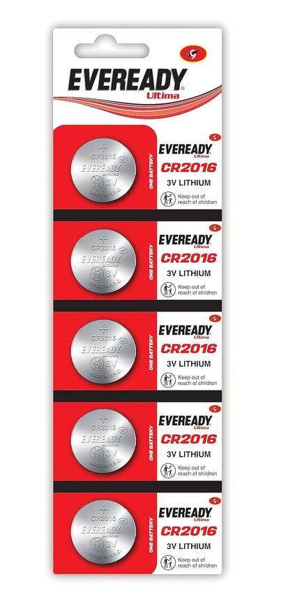 Eveready Ultima Coin Battery | 3V |CR2016 | Pack of 5|Pack of 5 Eveready Ultima Coin Battery | 3V |CR2016 | Pack of 5|Pack of 5