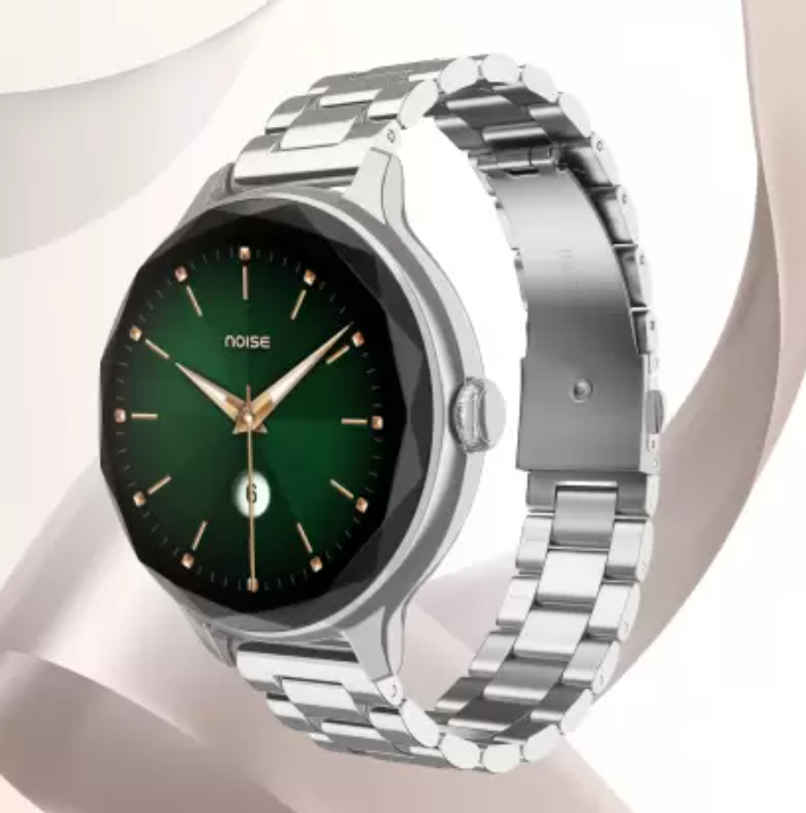 Noise Grace Women's Collection 1.1 AMOLED Display with Diamond Cut Metal Dial - Metal Silver