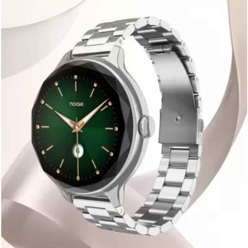 Noise Grace Women's Collection 1.1 AMOLED Display with Diamond Cut Metal Dial - Metal Silver