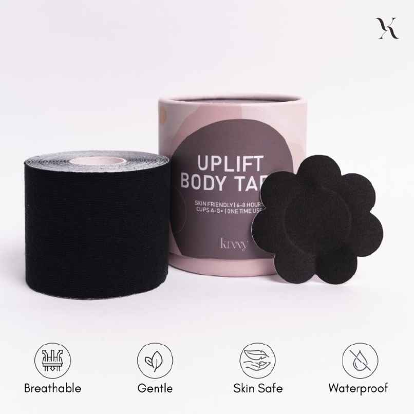 Krvvy UpLift Body Tape | Free 5 Pairs of Nipple Pasties - Black Krvvy UpLift Body Tape | Free 5 Pairs of Nipple Pasties - Black