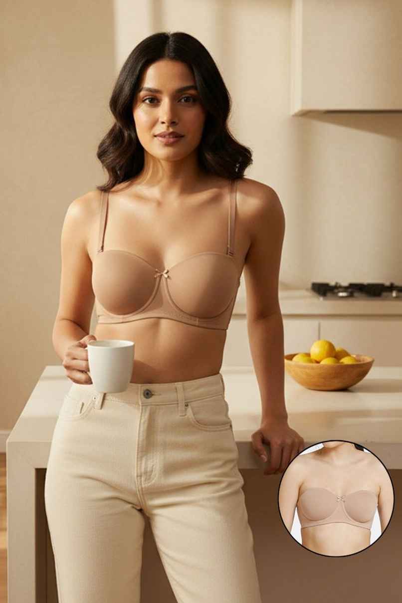 Zivame Padded Wired 3/4Th Coverage Multiway Bra | Skin - 36C