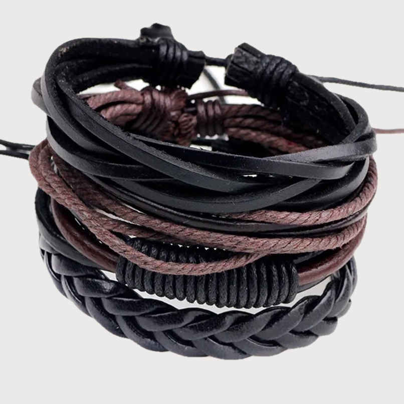 YouBella Bracelets for Men and Boys Black Leather Bracelet (YBBN - 92157)