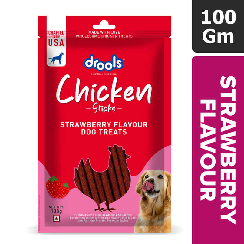 Drools Chicken Strawberry Flavor Dog Treats Sticks