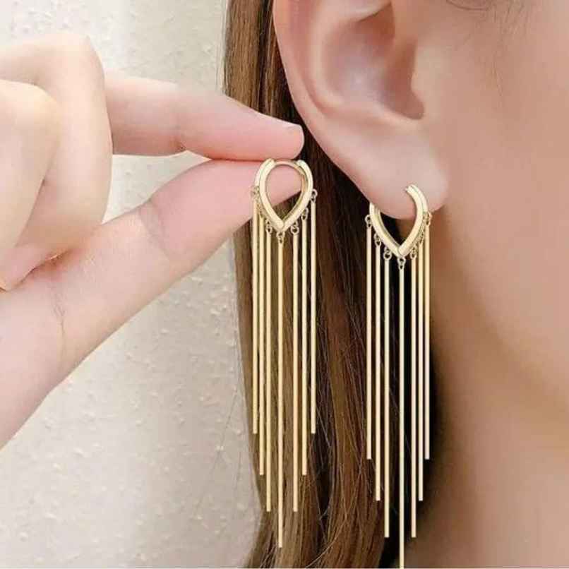 Estailo Fashion As Pretty As golden Long Chain Earrings | E0001364 | Gold Estailo Fashion As Pretty As golden Long Chain Earrings | E0001364 | Gold