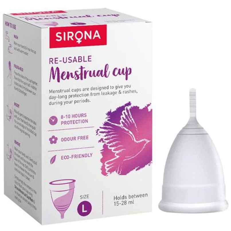 Sirona Reusable Menstrual Cup with FDA Compliant Medical Grade Silicone - Large