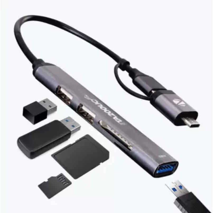 Zebronics Ta200Uc Pro, Type C Multiport Hub, Aluminum Body, Usb/Type C - Usb 3.0 | 3 X Usb