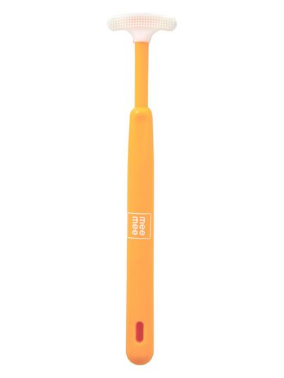 Mee Mee Tender Tongue Cleaner with Non-Slip Handle Soft Rubber Tip and Easy Grip for Kids/Babies Orange