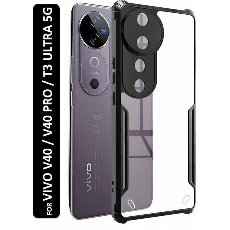 Kwine Case Vivo V40 / V40 Pro / T3 Ultra Back Cover - Black Bordered Transparent Case Kwine Case Vivo V40 / V40 Pro / T3 Ultra Back Cover - Black Bordered Transparent Case