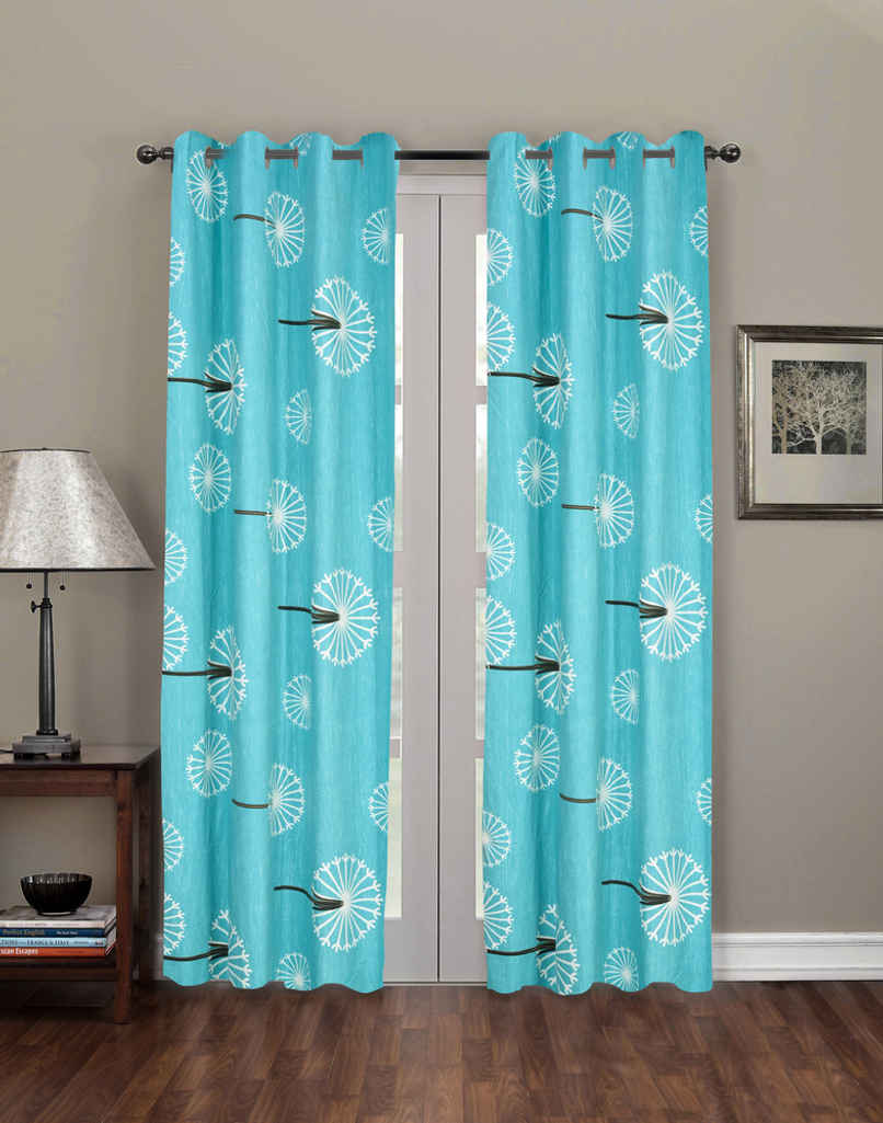 BAY6 Microfiber Cotton Door Curtains - Set of 2 - (9x4 ft) - Light Blue