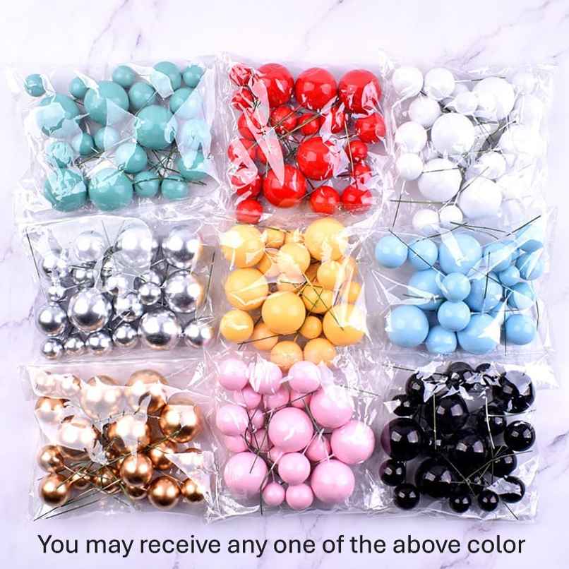 Faux Balls Topper For Cake Decoration | Colour May Vary | Chrome