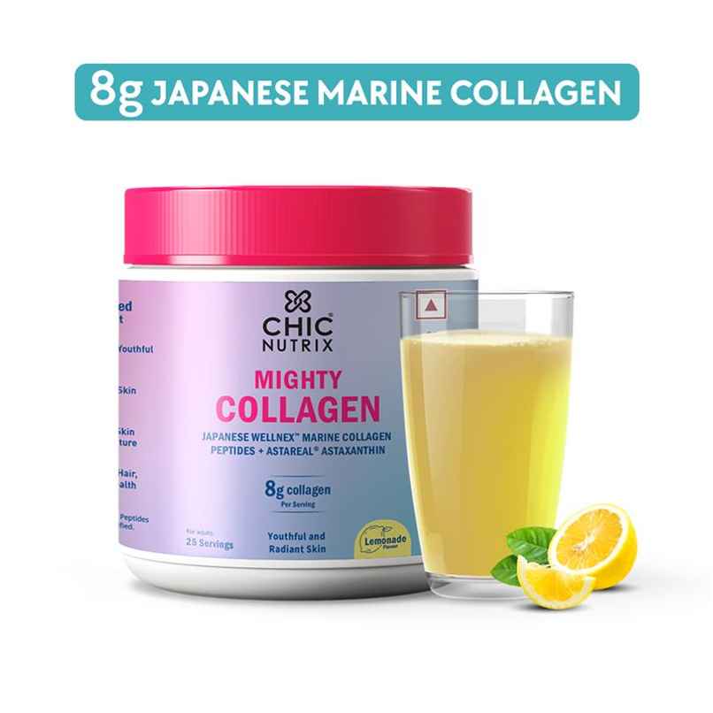 Chicnutrix Japanese Marine Collagen Peptides + 2 mg Astaxanthin, Lemonade Flavour Chicnutrix Japanese Marine Collagen Peptides + 2 mg Astaxanthin, Lemonade Flavour