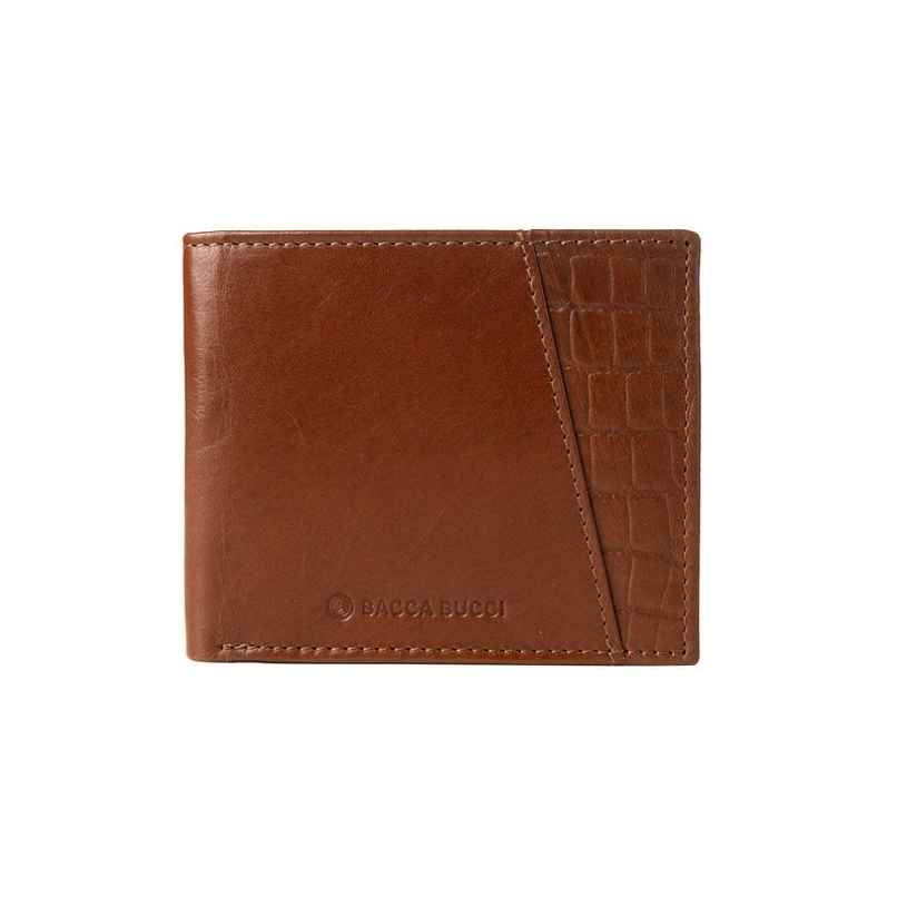 Bacca Bucci Men's Textured Genuine Leather Bi-Fold Wallet | Brown - Free Size