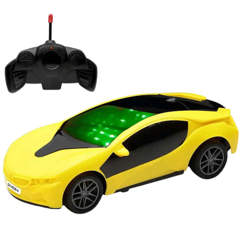 Fablue 3D Lights Famous Remote Control Car Toy For Kids - High Speed Racing Car Toy | Yellow