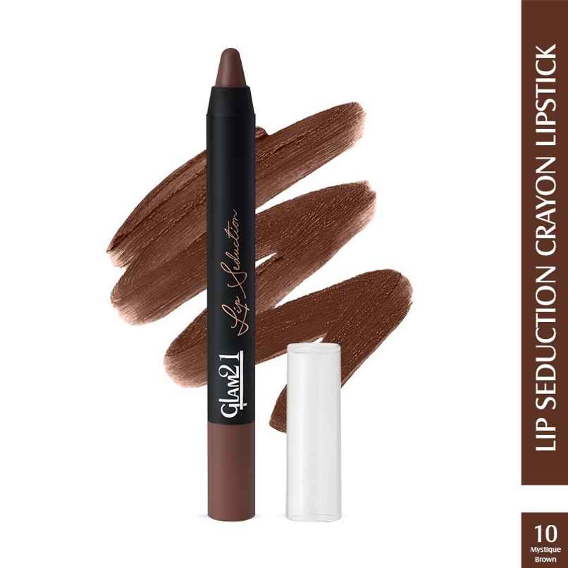 Glam21 Lip Seduction Non- Transfer Crayon Lipstick Creamy Matte Formula| Mystique Brown | 10
