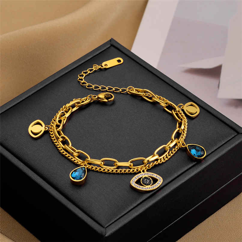 Beautynx Blue Evil Eye Anti tarnish Bracelet | BNX-BR-0008 - Gold