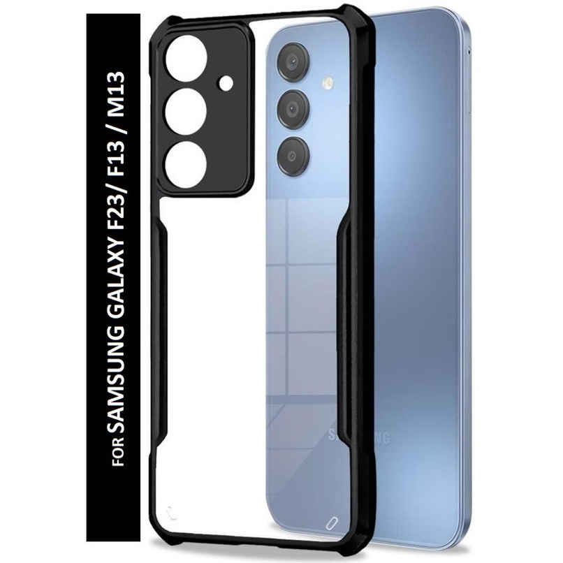 Kwine Case Samsung Galaxy F23 / F13 / M13 Back Cover - Black Bordered Transparent Case Kwine Case Samsung Galaxy F23 / F13 / M13 Back Cover - Black Bordered Transparent Case