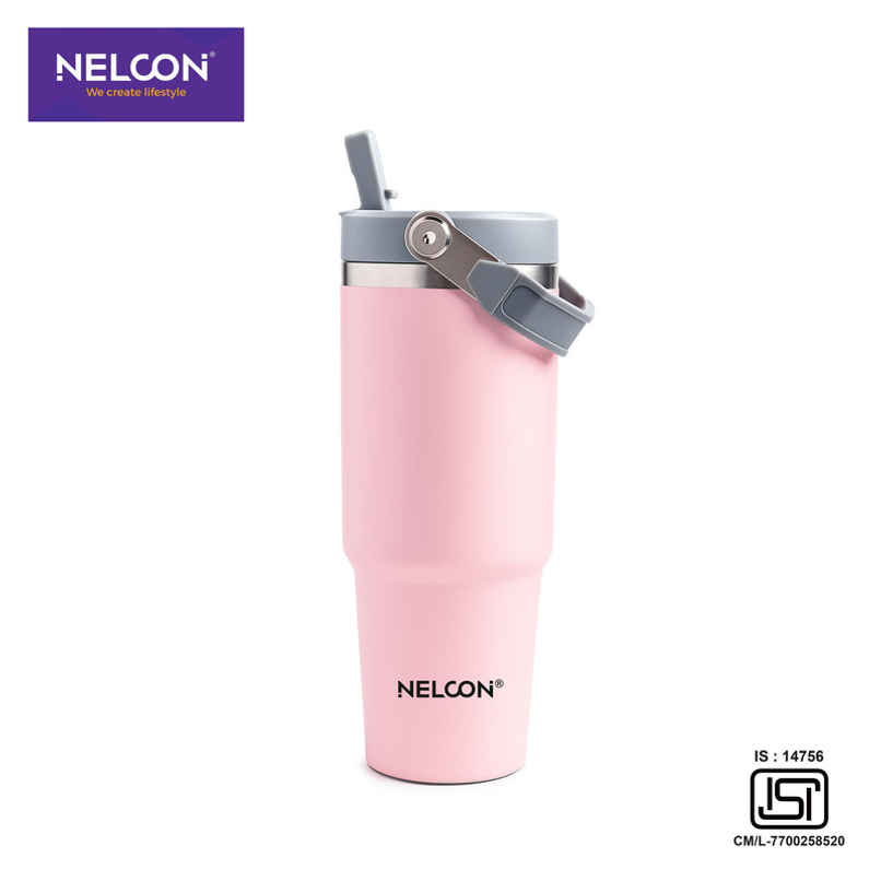 Nelcon Travel Mate Insulated Tumbler | Double Wall Stainless Steel Flask | Pink | 900 ml Nelcon Travel Mate Insulated Tumbler | Double Wall Stainless Steel Flask | Pink | 900 ml