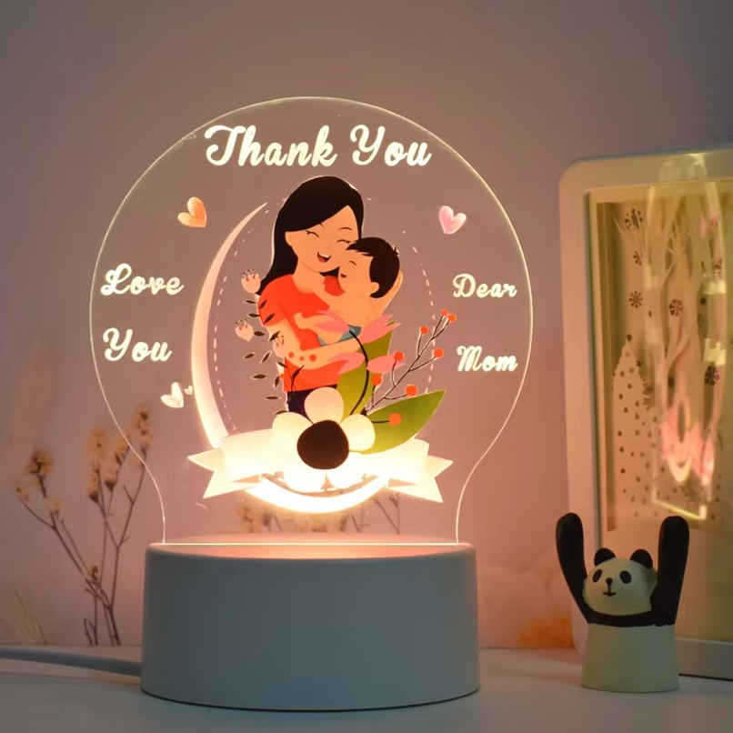 Hashwow Oval Acrylic Night Light Gift for Mother's Day| Mom Birthday| Night Lamp|Room Decor