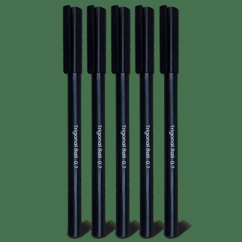 Physics Wallah Trigonal Ball Pen Pack of 5( Black Body Blue Ink)