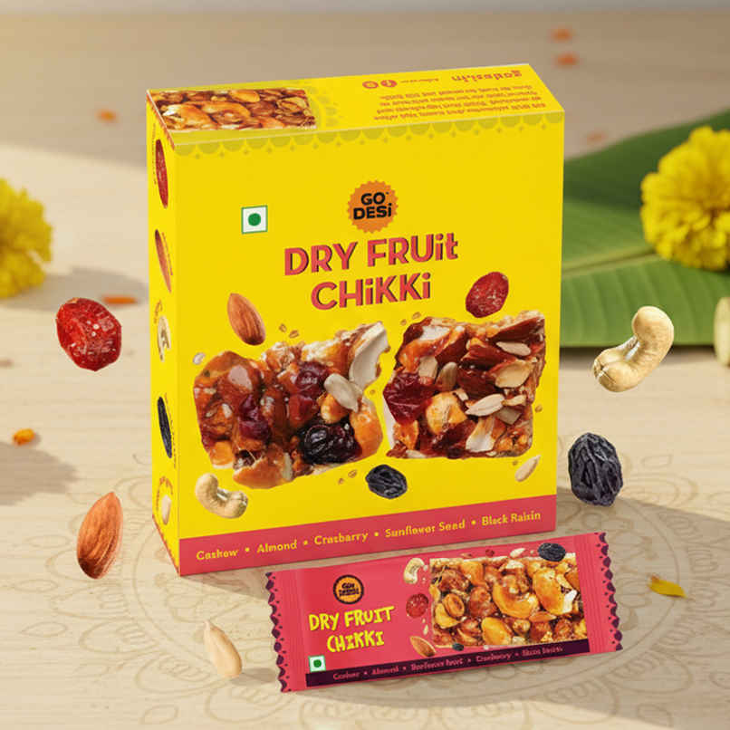 Dry Fruit Chikki 45% Dry Fruits Bar | GO Desi Dry Fruit Chikki 45% Dry Fruits Bar | GO Desi