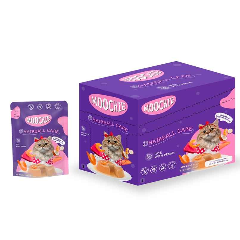 Moochie Cat Wet FOOD - Hairball Care - Pate With Prawn