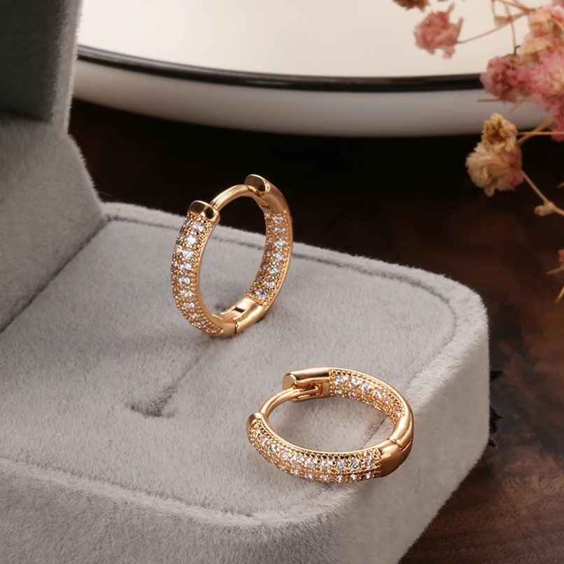 Shining Diva Fashion 18k Rose Gold Plated Copper Zircon Bali Earrings for Women and Girls | 12838er