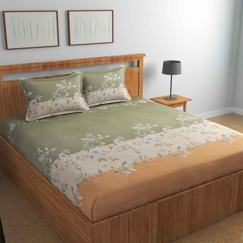 Florida Elastic Fitted Bedsheet for Double Size Bed & Pillow Covers & Made of Poly-Cotton