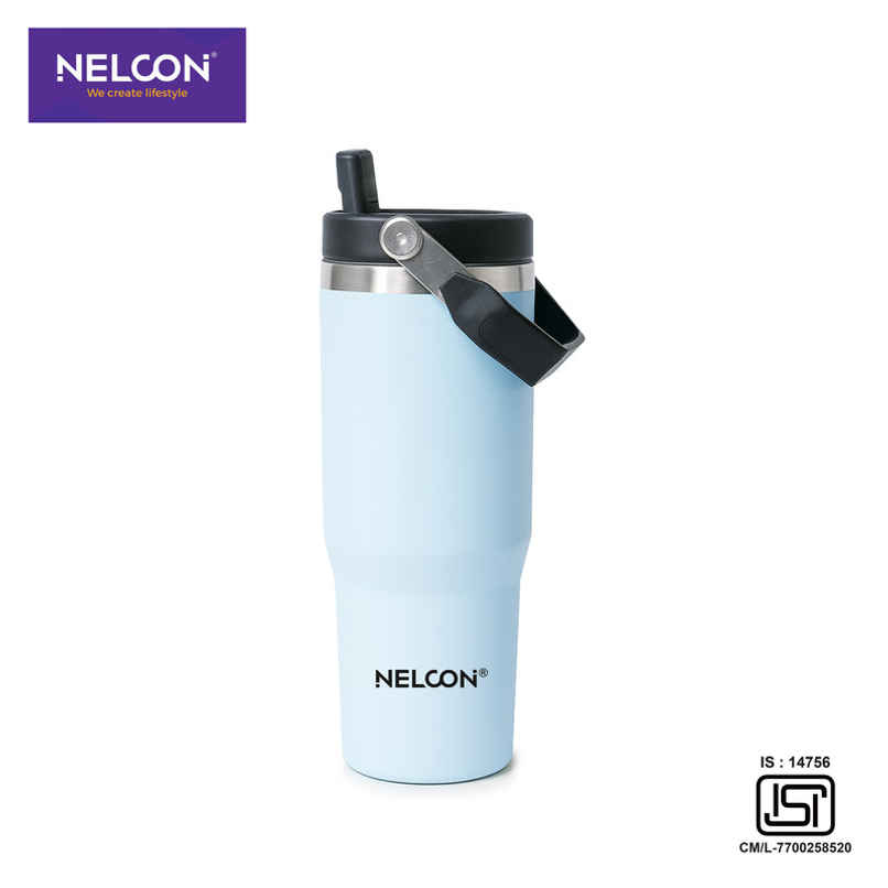 Nelcon Travel Mate Insulated Tumbler | Double Wall Stainless Steel Flask | Sky Blue | 900 ml