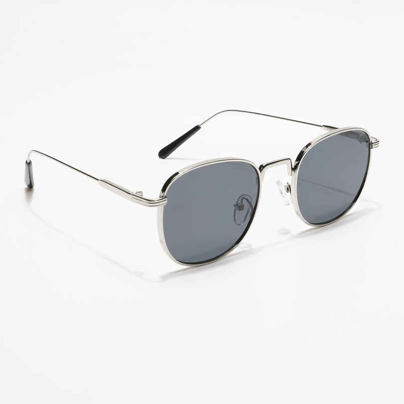 Voyage Unisex Geometric Metal Round Sunglasses | Black and Silver - M