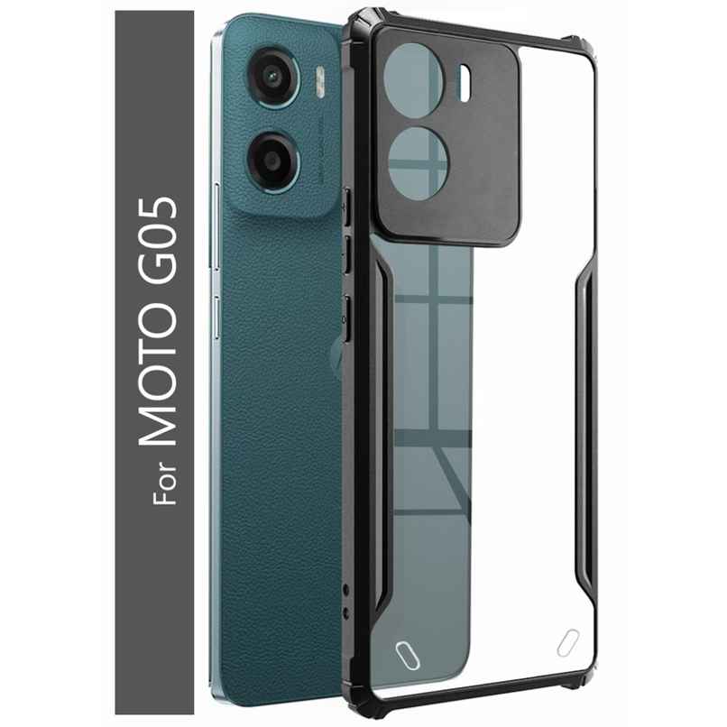 Kwine Case Motorola Moto G05 Back Cover - Black Bordered Transparent Case
