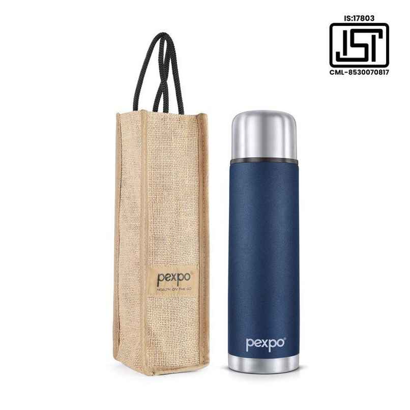 Pexpo Flamingo 1000Ml 24 Hrs Hot And Cold Flask With Jute-Bag Vacuum Insulated Flaslk