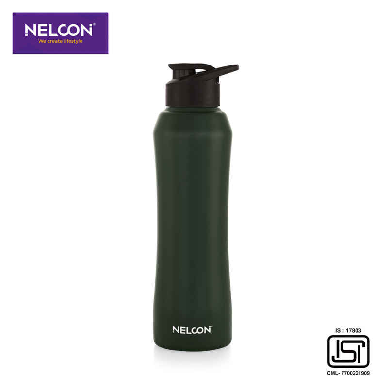 Nelcon Stainless Steel Elito Sipper Sports Water Bottle | Green | 1 L