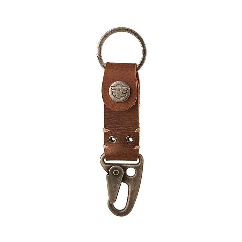 Royal Enfield Metal Hook With RE Wing Key Chain | Tan