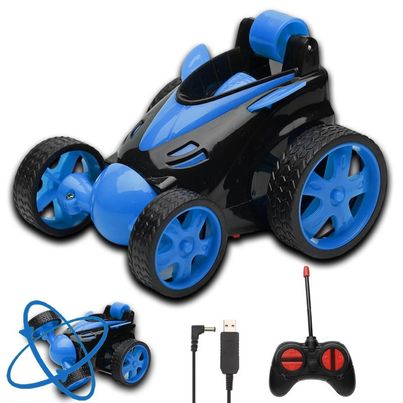 Fablue Remote Control Small Stunt Car For Kids - 360 Degree Rotating Car Toy - Blue Color