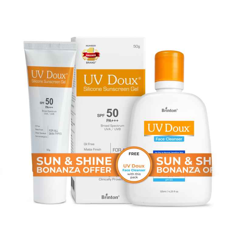 UV Doux Sunscreen Gel Spf50 Pa+++ & Uv Doux Face Cleanser Combo