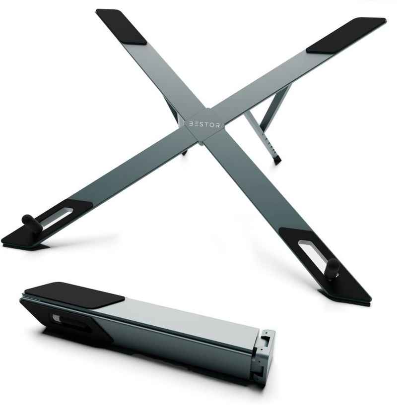 Bestor X-Shape Laptop Stand Compact Aluminum Stand For Desk,Height Adjustable Foldable,Pocket-Sized