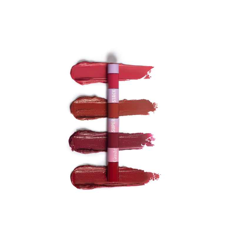 Gush Beauty Super Stack 4 in 1 Liquid Lipstick Stack | Conditioning & Pigmented | Standout Brights | Pink