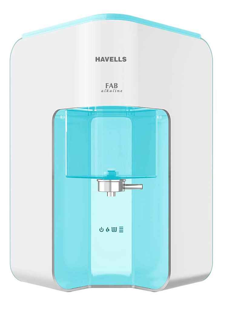 Havells Fab Alkaline Water Purifier (White & Sky Blue)|Ro+Uv+Alkaline|Copper+Zinc+Minerals