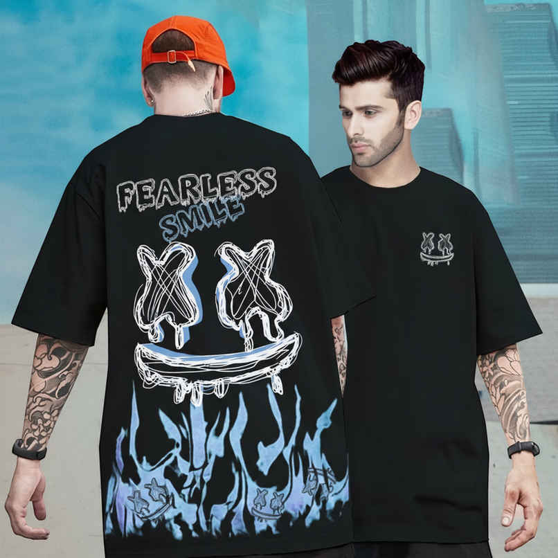 Monkey Boys Men's Oversized Printed T-Shirt | Cotton Blend | Black | SPYL120 | M