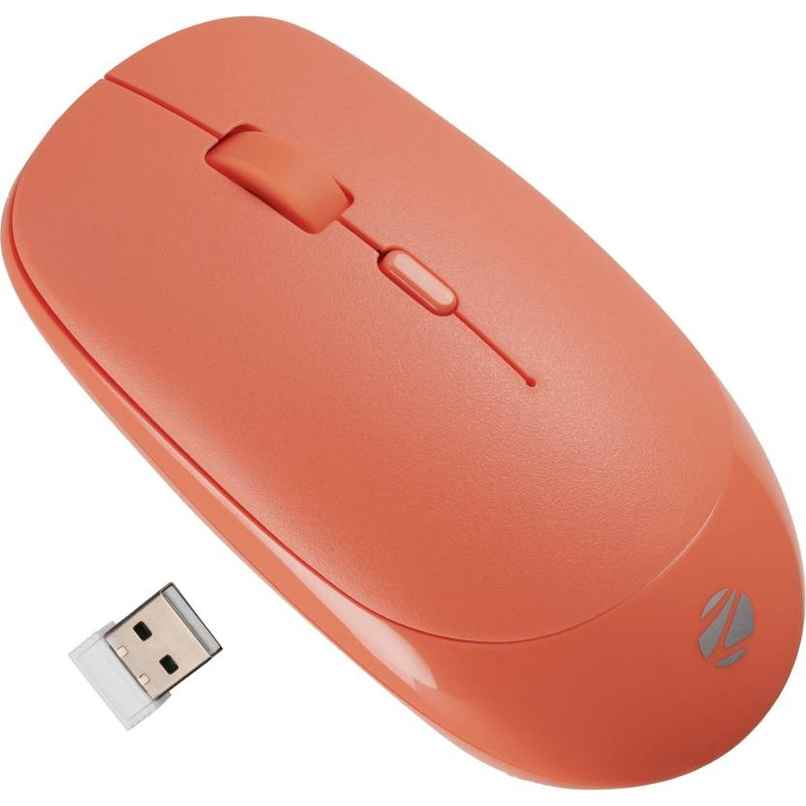 Zebronics Leopard Wireless Mouse, 2.4GHz, 1600 DPI, Silent Click, Mac, Laptop, Computer | Orange