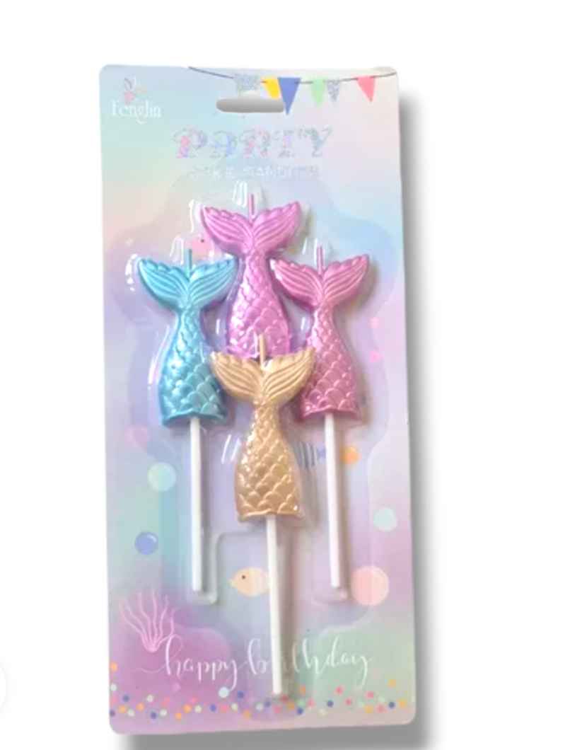Chrome Mermaid Birthday Candle