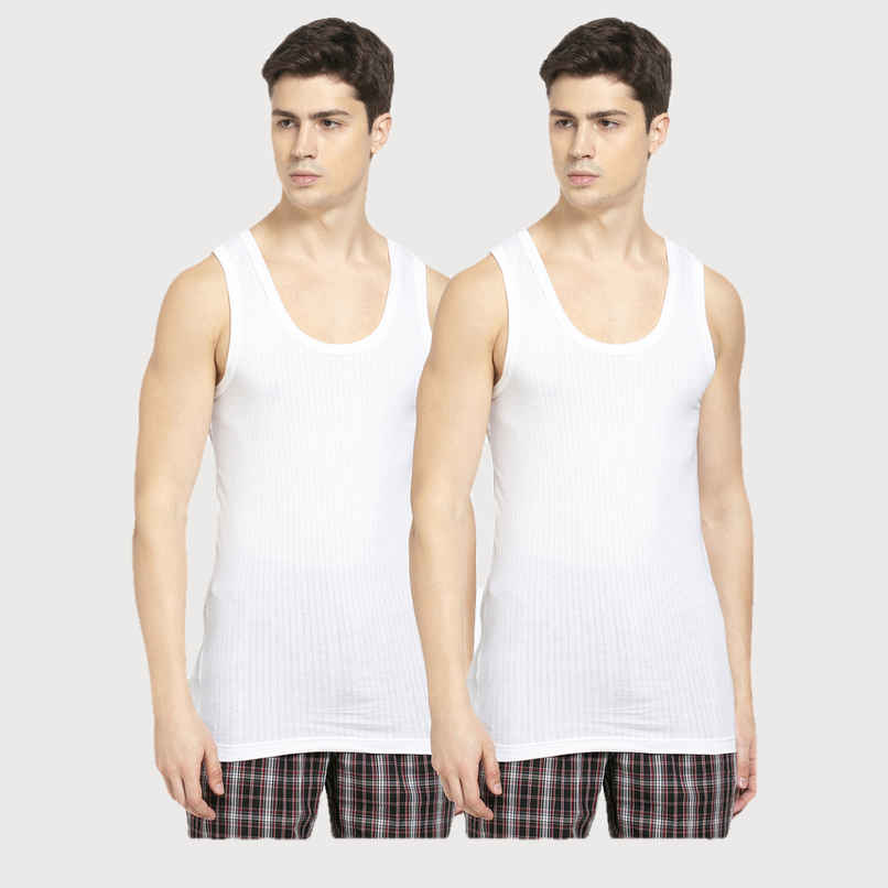 Jockey 8816 Men's Super Combed Cotton Sleeveless Vest|Extended Length|Easy Tuck | White-90