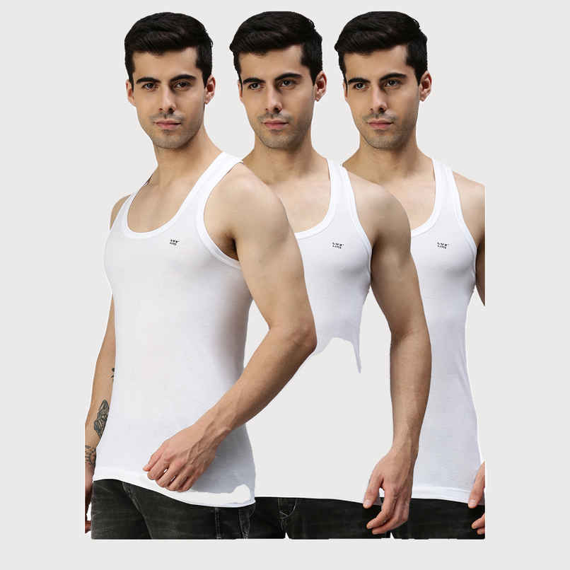 Lux Cozi Men's White Cotton Vest | White | 90