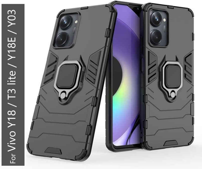 Kwine Case Vivo Y18 - T3 Lite - Y18E - Y03 Back Cover - Ring Holder Stand Case