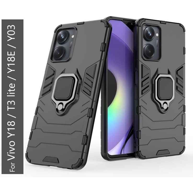 Kwine Case Vivo Y18 - T3 Lite - Y18E - Y03 Back Cover - Ring Holder Stand Case