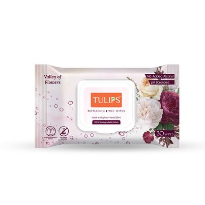 Tulips Refreshing Wet Wipes Valley of Flowers LID | 30 Pulls Per Pack
