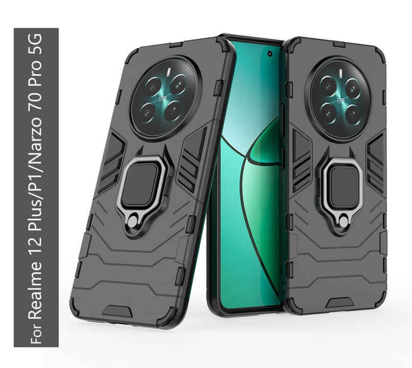 Kwine Case Realme 12 Plus / P1 / Narzo 70 Pro 5G Back Cover - Ring Holder Stand Case